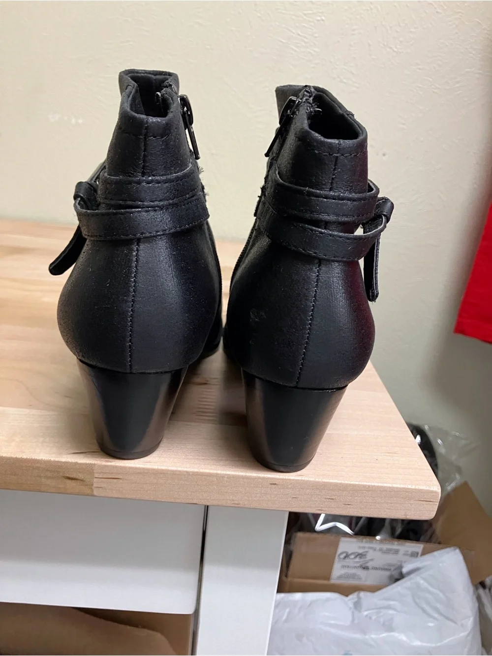 BareTraps Black Faux Leather Ankle Booties with Wrap Strap Detail